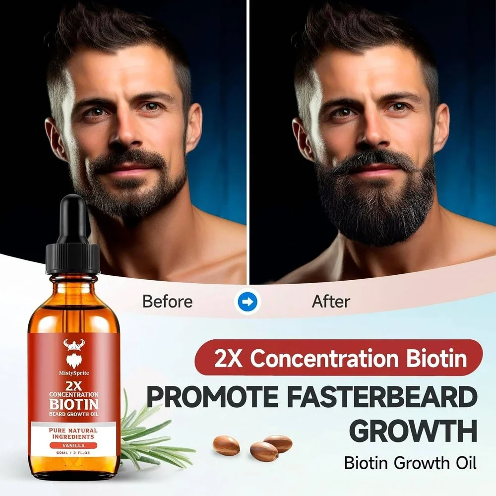 MistySprite 2X Concentration Biotin Beard Growth Oil‎ Vanilla 60ml 2oz New